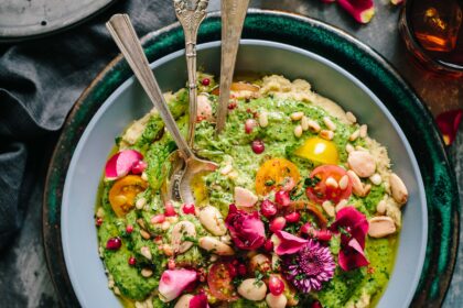 Bowl of colourful vegan food. Vegan eateries in Manchester - Roonee